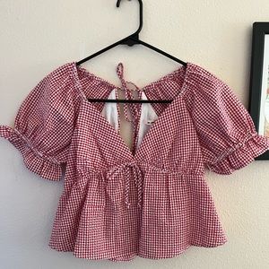 Dia Gingham Puff Sleeve Blouse